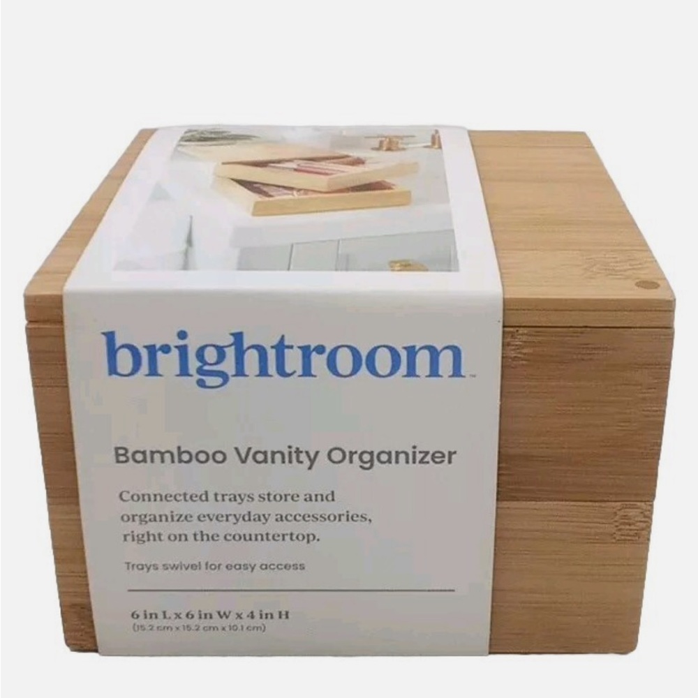 NWT New Brightroom Bamboo Vanity Organizer Swivel - Picture 2 of 5